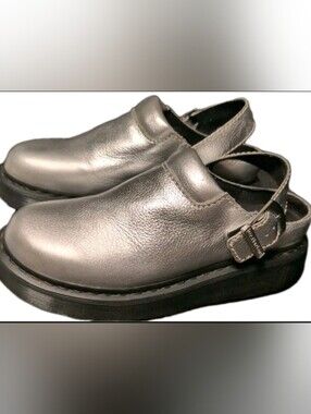 Dr. Doc Martens Laketen Slingback Silver Mule Metallic Size W9
